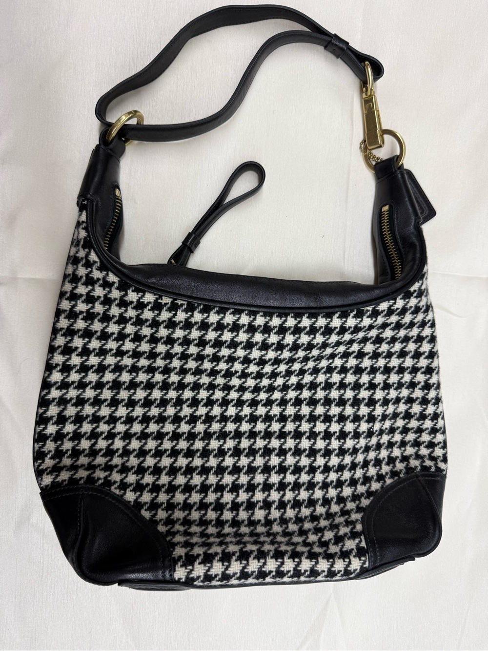 Coach Black and White Houndstooth Shoulder Bag